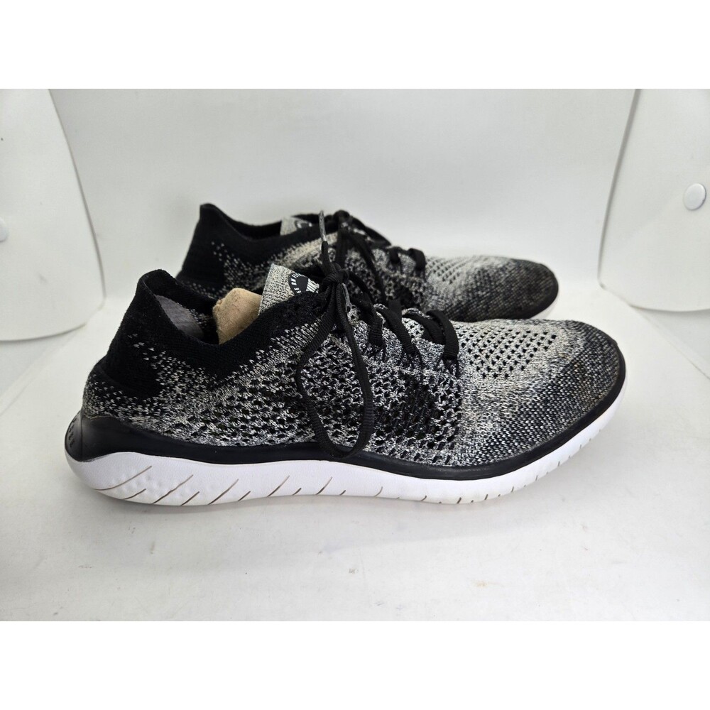 Nike Free RN Flyknit 2018 Oreo Shoes Women's 7.5 Black Running Athletic Sneakers